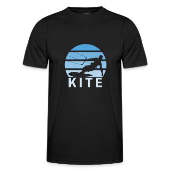 Kite Kiteboarding Surfer Windsurfing Vintage Sunset - Men's Functional T-Shirt - black - Front - AI Model Male 178 dark (178cm)