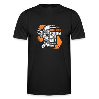 Elektrik Ich Bin Der Verrückte Elektriker - Männer Funktions-T-Shirt - Schwarz - Vorne - AI Model Male 178 dark (178cm)