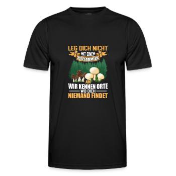 Leg dich nicht mit einem Pilzsammler an - Männer Funktions-T-Shirt - Schwarz - Vorne - AI Model Male 178 dark (178cm)