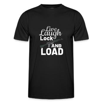 GUN RIGHTS GUN LOVER 2ND AMENDMENT Live Laugh Lock - Men's Functional T-Shirt - black - Front - AI Model Male 178 dark (178cm)