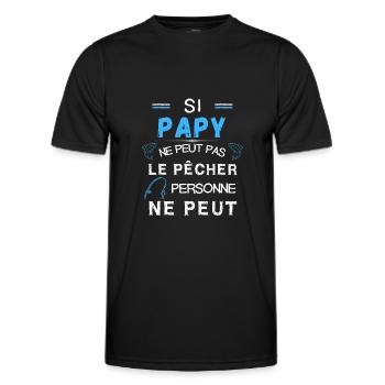 papy pêcheur canne à pêche - T-shirt sport Homme - noir - Devant - AI Model Male 178 dark (178cm)