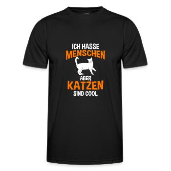 Ich hasse Menschen aber Katzen sind toll - Männer Funktions-T-Shirt - Schwarz - Vorne - AI Model Male 178 dark (178cm)