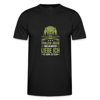 Stolzer Jäger Opa - Hirsch Jagd Jäger Großvater - Männer Funktions-T-Shirt - Schwarz - Vorne - AI Model Male 178 dark (178cm)