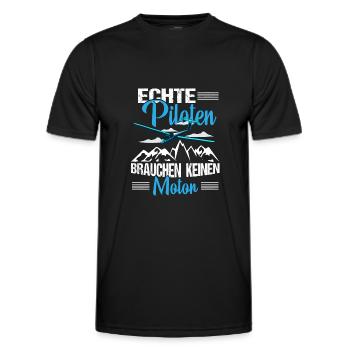 Segelflugzeug Segelfliegen Echte Piloten brauchen - Männer Funktions-T-Shirt - Schwarz - Vorne - AI Model Male 178 dark (178cm)