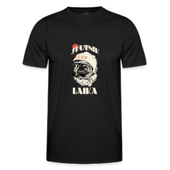 Sputnik Laika SSSR Gagarin Soviet - Männer Funktions-T-Shirt - Schwarz - Vorne - AI Model Male 178 dark (178cm)