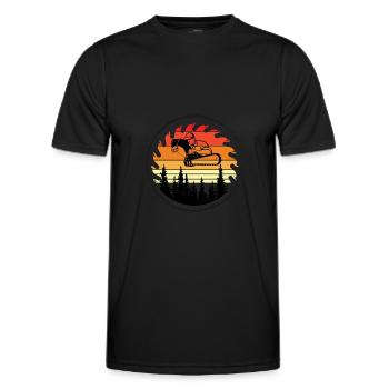Chainsaw Axe Forester Lumberjack Saw Chain - Men's Functional T-Shirt - black - Front - AI Model Male 178 dark (178cm)