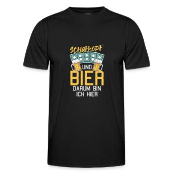 Schafkopf und Bier Kartenspiel Schafkopfen - Männer Funktions-T-Shirt - Schwarz - Vorne - AI Model Male 178 dark (178cm)