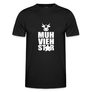 Muh Vieh Star Landwirt Filmstar Kuh Rinderwirt - Männer Funktions-T-Shirt - Schwarz - Vorne - AI Model Male 178 dark (178cm)