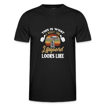 Lifeguard, lifeguard, lifeguard lifebuoy - Men's Functional T-Shirt - black - Front - AI Model Male 178 dark (178cm)