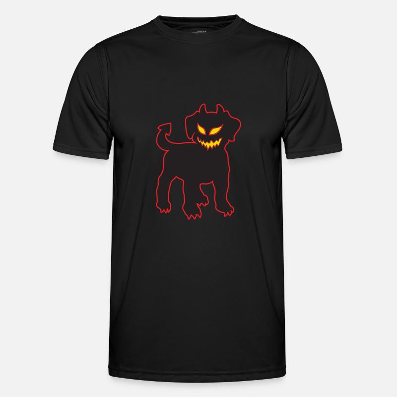 Halloween Teufel Hund Dämonischer Welpen glühend Männer Funktions-T-Shirt