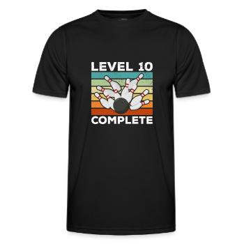 Bowling Level 10 Complete 10. Geburtstag Bowlers - Männer Funktions-T-Shirt - Schwarz - Vorne - AI Model Male 178 dark (178cm)