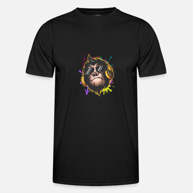 Affe Musik Affen Monkey Kopfhöhrer Geschenk Männer Funktions-T-Shirt