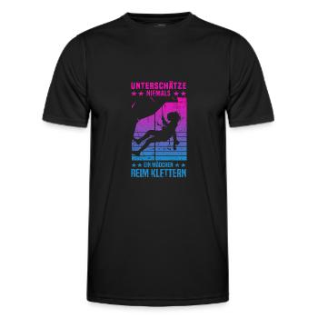 Bergsteigen Berg Kletterer Mädchen beim Klettern - Männer Funktions-T-Shirt - Schwarz - Vorne - AI Model Male 178 dark (178cm)