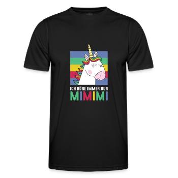 I Always Hear Only MiMiMi Unicorn - Men's Functional T-Shirt - black - Front - AI Model Male 178 dark (178cm)