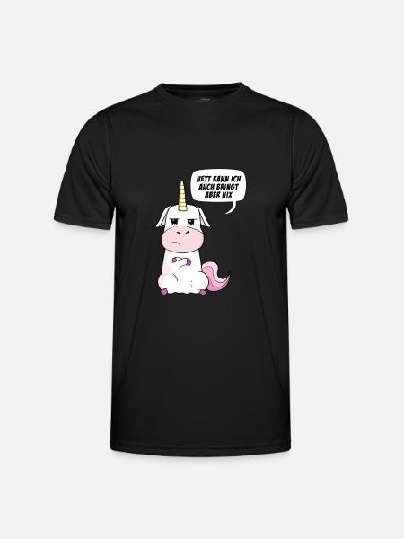 Nett kann ich auch bringt aber nix Einhorn - Männer Funktions-T-Shirt - Schwarz