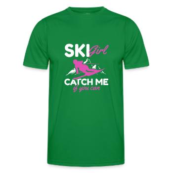 Skifahrer Ski Girl Catch me if you can Skiing Girl - Männer Funktions-T-Shirt - Kelly Green - Vorne - AI Model Male 178 dark (178cm)