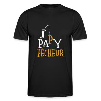 Papy Pêcheur Cadeau Drôle Humour Pêche Original - T-shirt sport Homme - noir - Devant - AI Model Male 178 dark (178cm)