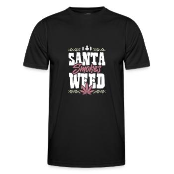 Santa Smokes Weed - Männer Funktions-T-Shirt - Schwarz - Vorne - AI Model Male 178 dark (178cm)