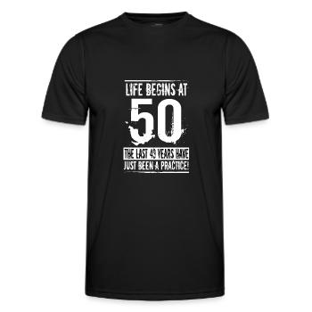 50th birthday - Men's Functional T-Shirt - black - Front - AI Model Male 178 dark (178cm)
