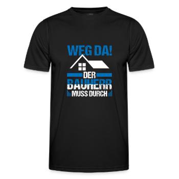 Der Bauherr muss durch Richtfest Hausbau - Männer Funktions-T-Shirt - Schwarz - Vorne - AI Model Male 178 dark (178cm)