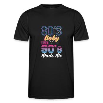 90er Jahre 90er Jahre Kostüm 90er Mode - Männer Funktions-T-Shirt - Schwarz - Vorne - AI Model Male 178 dark (178cm)