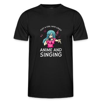Anime Manga Kawaii Girls Singing Music - Men's Functional T-Shirt - black - Front - AI Model Male 178 dark (178cm)