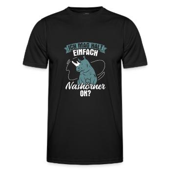 Nashorn Nashörner - Ich mag halt einfach Nashörner - Männer Funktions-T-Shirt - Schwarz - Vorne - AI Model Male 178 dark (178cm)
