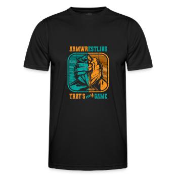 Armwrestling c’est mon jeu De Lutte d’Arts Martiaux - T-shirt sport Homme - noir - Devant - AI Model Male 178 dark (178cm)