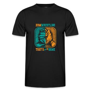 Armwrestling c’est mon jeu De Lutte d’Arts Martiaux - T-shirt sport Homme - noir - Devant - AI Model Male 178 dark (178cm)