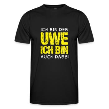 I am the Uwe and I am also there - Men's Functional T-Shirt - black - Front - AI Model Male 178 dark (178cm)