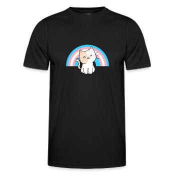 Transgender Cat Transgender Pride Cat Geschenk - Männer Funktions-T-Shirt - Schwarz - Vorne - AI Model Male 178 dark (178cm)