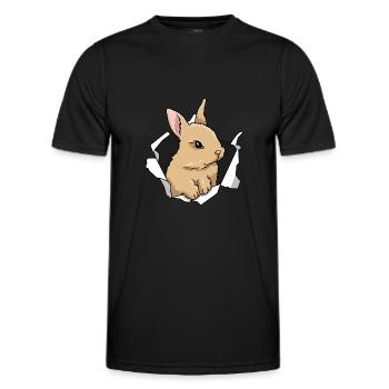 Lapin Percée Mignon Lapin Animal - T-shirt sport Homme - noir - Devant - AI Model Male 178 dark (178cm)