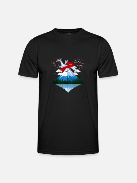 Japanse Mountain Cranes - Men's Functional T-Shirt - black
