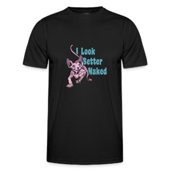 I look better naked Sphynx Katze Nacktkatze - Männer Funktions-T-Shirt - Schwarz - Vorne - AI Model Male 178 dark (178cm)