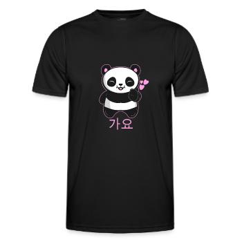 K-Pop Music Panda with Finger Heart Symbol - Men's Functional T-Shirt - black - Front - AI Model Male 178 dark (178cm)