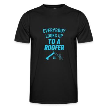 Everyone looks to a roofer Welder Tischle - Men's Functional T-Shirt - black - Front - AI Model Male 178 dark (178cm)