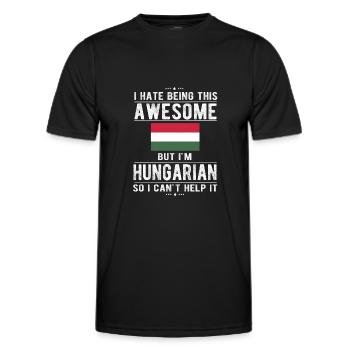 Proud Hungarian Hungary Flag Hungarian origin - Men's Functional T-Shirt - black - Front - AI Model Male 178 dark (178cm)