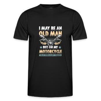 Motorcycle old man - Men's Functional T-Shirt - black - Front - AI Model Male 178 dark (178cm)