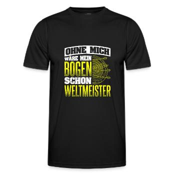 Ohne Mich wäre mein Bogen Weltmeister Bogenschieße - Männer Funktions-T-Shirt - Schwarz - Vorne - AI Model Male 178 dark (178cm)
