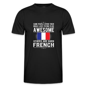 French France Flag French origin - Men's Functional T-Shirt - black - Front - AI Model Male 178 dark (178cm)