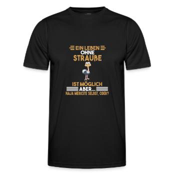Zootier Strauß - Männer Funktions-T-Shirt - Schwarz - Vorne - AI Model Male 178 dark (178cm)