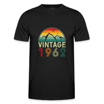 Vintage 1962 Born in 1962 60th Birthday Funny Clas - Men's Functional T-Shirt - black - Front - AI Model Male 178 dark (178cm)
