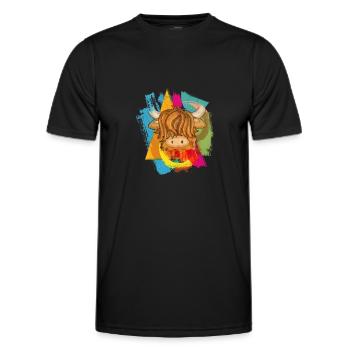 La vache des Highlands - T-shirt sport Homme - noir - Devant - AI Model Male 178 dark (178cm)