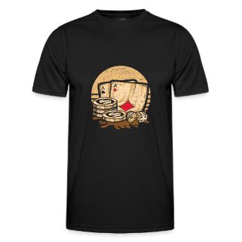 Retro Poker Casino Cartes de Poker & Jetons de Poker - T-shirt sport Homme - noir - Devant - AI Model Male 178 dark (178cm)