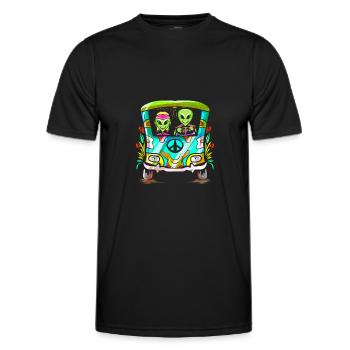 Champignon de l’espace - Hippie Alien - T-shirt sport Homme - noir - Devant - AI Model Male 178 dark (178cm)