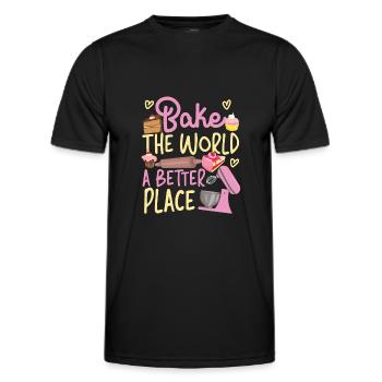 Bake Baking Beater Bake The World - Men's Functional T-Shirt - black - Front - AI Model Male 178 dark (178cm)