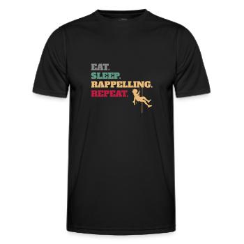 Eat Sleep Rappelling Repeat - Men's Functional T-Shirt - black - Front - AI Model Male 178 dark (178cm)