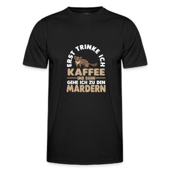 Kaffee Marder - Männer Funktions-T-Shirt - Schwarz - Vorne - AI Model Male 178 dark (178cm)