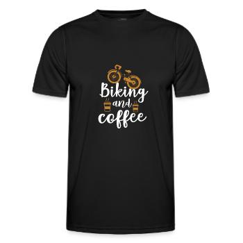 Radfahren Und Kaffee fahrrad - Männer Funktions-T-Shirt - Schwarz - Vorne - AI Model Male 178 dark (178cm)