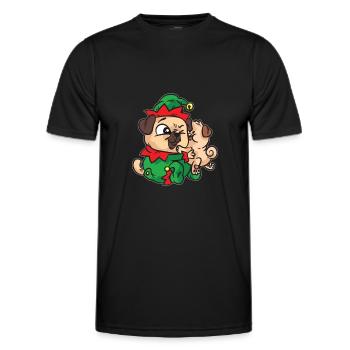 Onze carlins câlinent la robe de Noël - T-shirt sport Homme - noir - Devant - AI Model Male 178 dark (178cm)